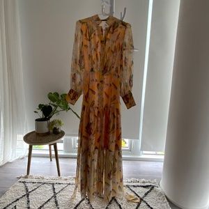 PINK VIOLET Bohemian Sheer Corset Waist Maxi Dress